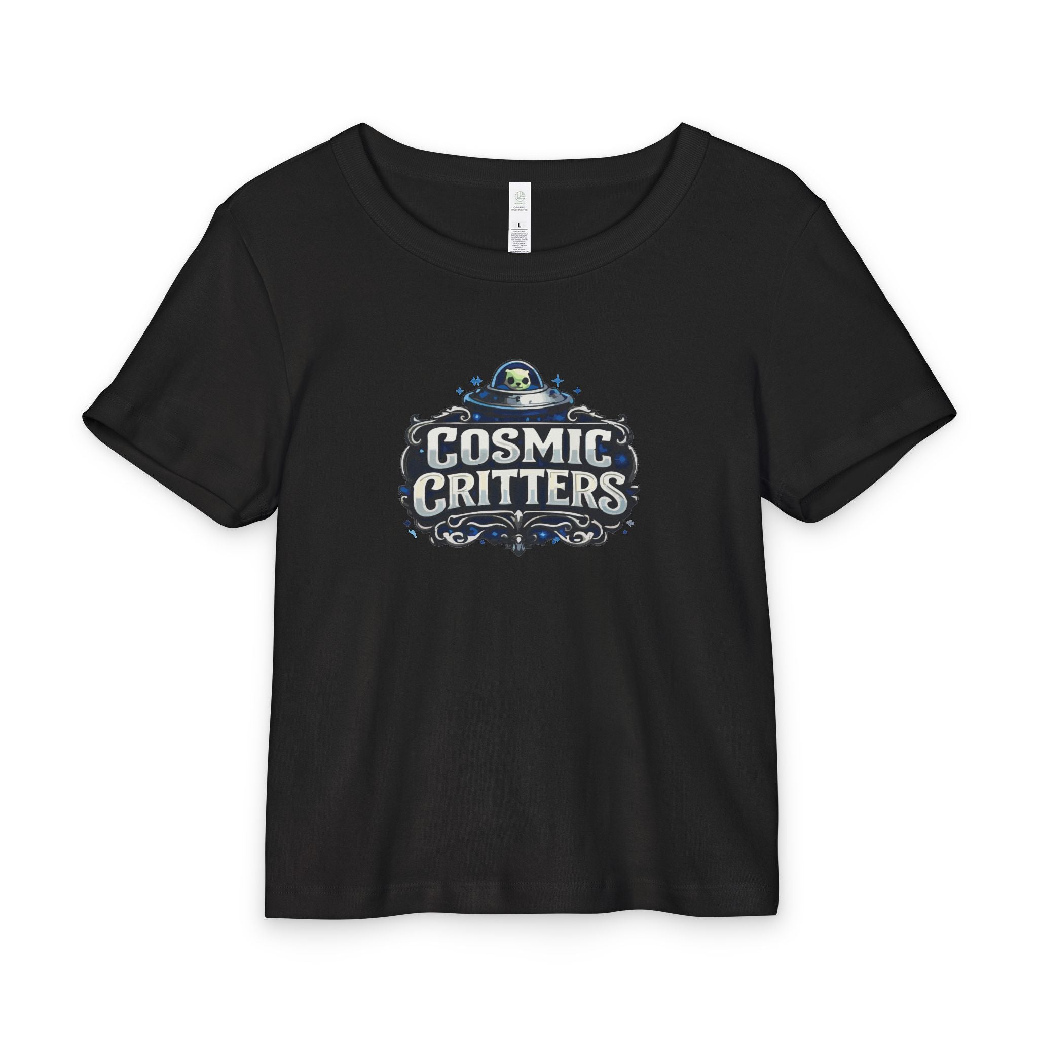 100% Premium Cotton Women's  Rib Baby Tee - Cosmic Cow *runs small*